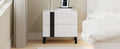 Modern High Gloss 3 Piece Bedroom Set Floating Bed Frame Queen Size Platform Bed With Led Light & 2 Nightstands, White Box Spring Not Required Queen White Wood 3 Piece Set Solid Wood Mdf