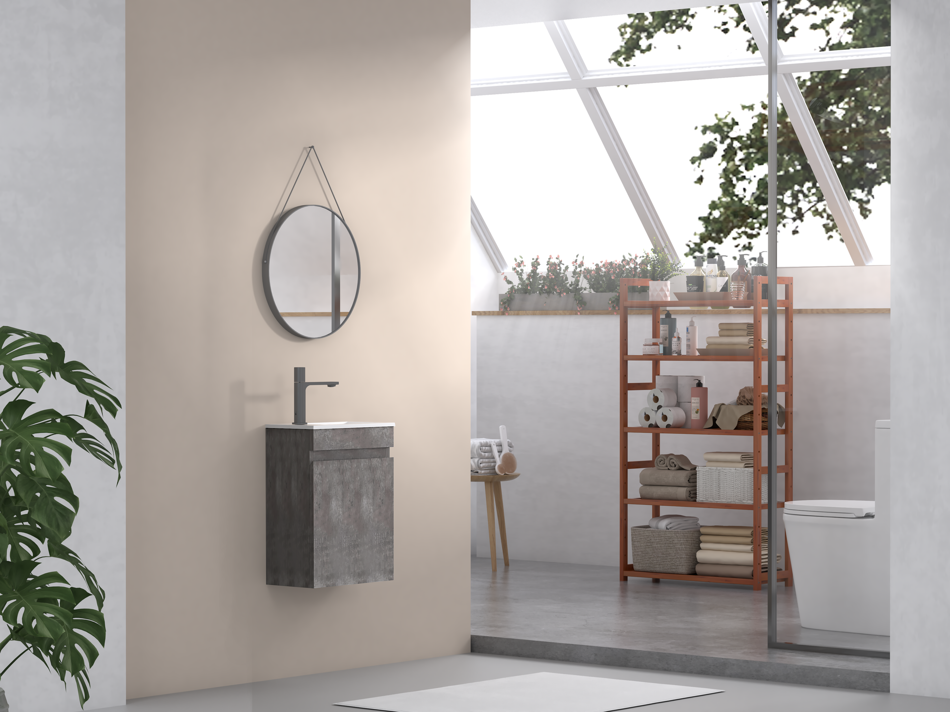 16" Floating Bathroom Vanity With Sink, Wall Mounted Small Bathroom Storage Vanity Cabinet With Resin Top Basin And Soft Close Doors, Dark Birch 24V11 16Db Grey Bathroom Plywood