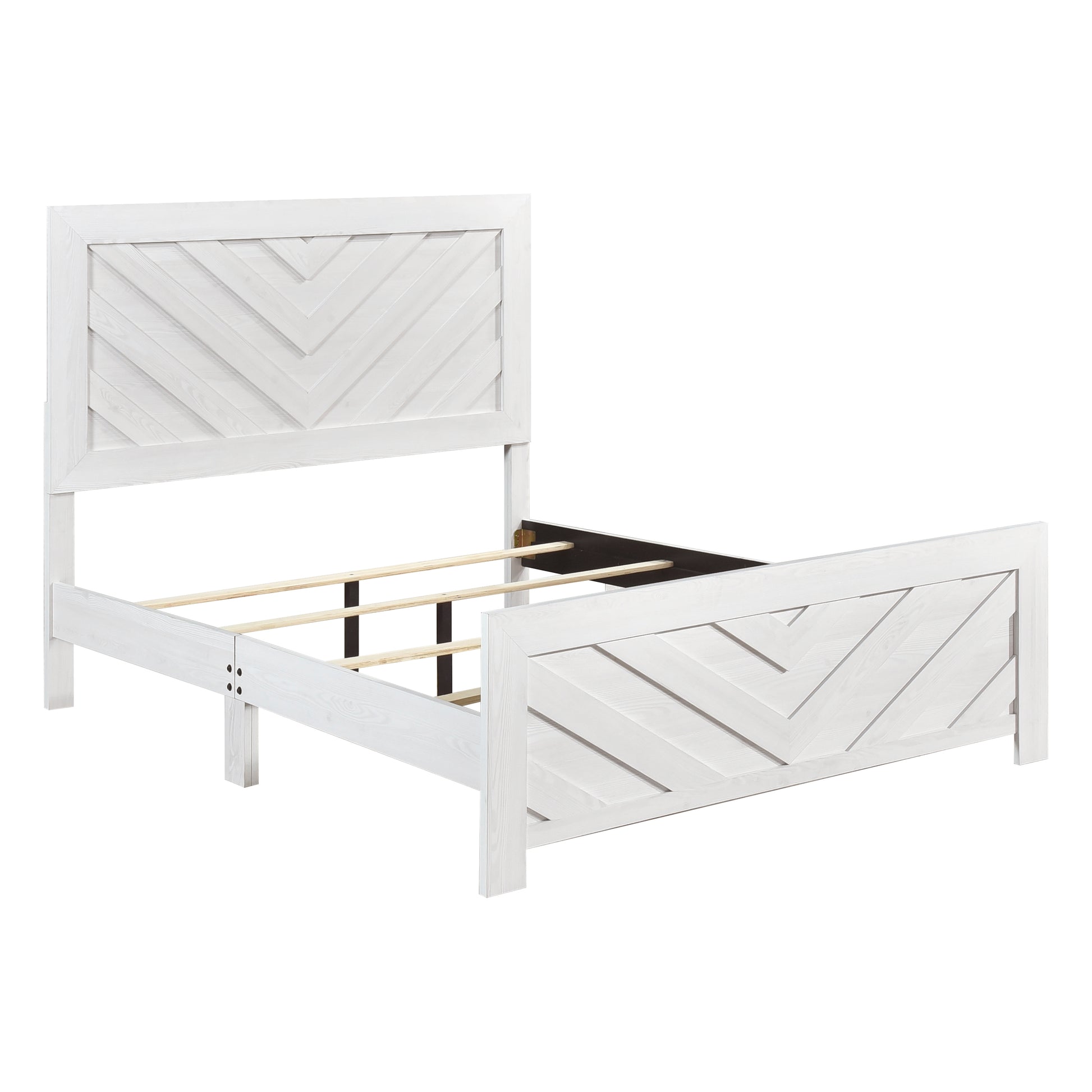 Contemporary White Finish Queen Size Panel Bed Wooden Bedroom Furniture 1Pc, Bed In A Box Box Spring Required Queen White Bedroom Bed Frame Wood