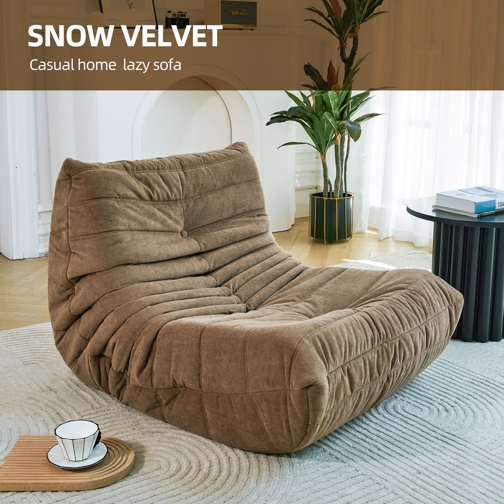 Floor Sofa Bean Bag Chair For Adults Fireside Bean Bag Lounger Memory Foam Chair For Home, Office, Apartment Or Gaming Venue Matte Brown Polyester Primary Living Space Firm Art Deco Armless Foam Polyester Blend