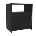 Nightstand Cuarzz, One Cabinet, Black Wengue Finish Black Particle Board