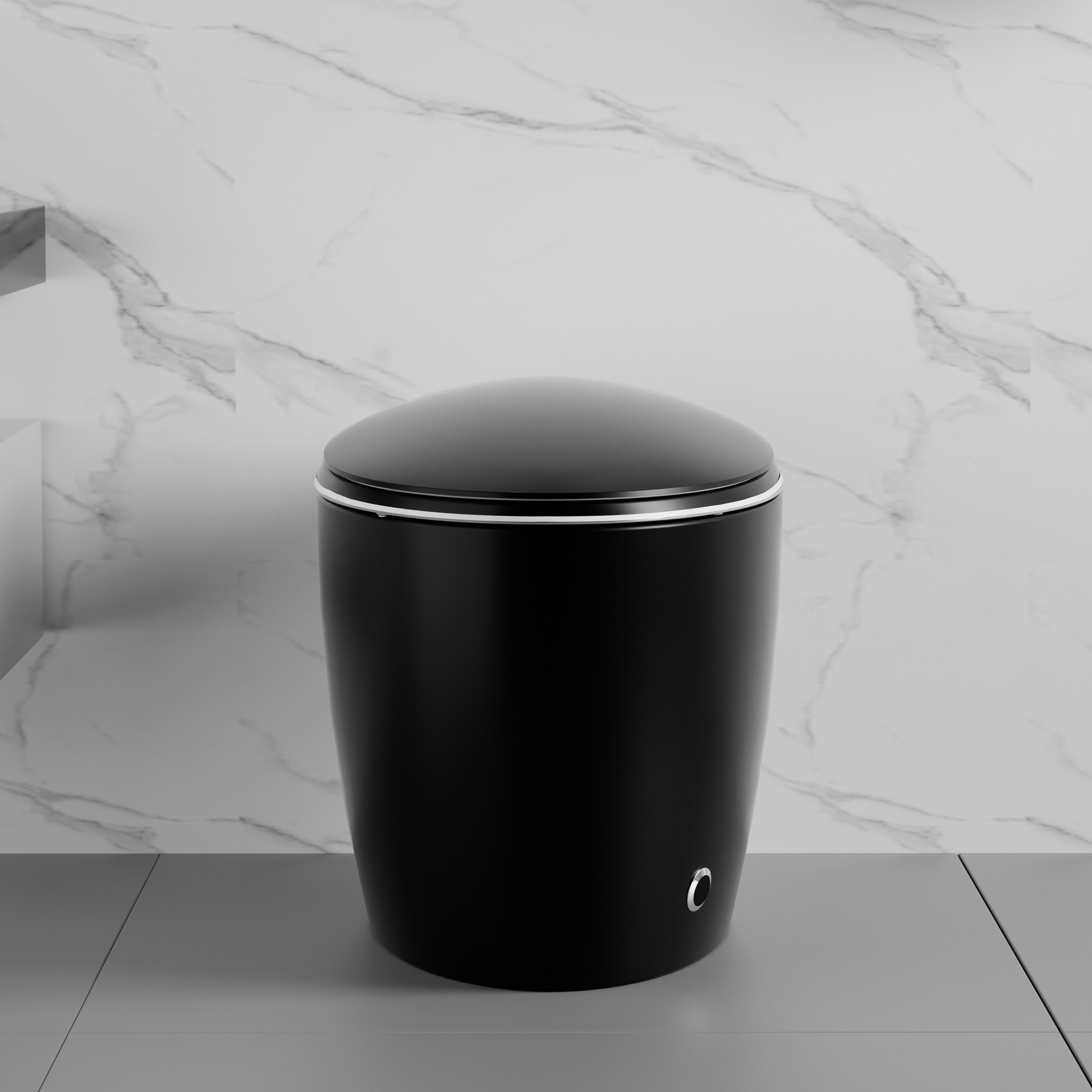 Unique Smart Toilet With Bidet Built In, Intelligent One Piece Toilet For Modern Bathroom, Auto Open Close Seat, Foot Sensor, Led Display,Night Light, Warm Water & Dryer, Black Black Bathroom