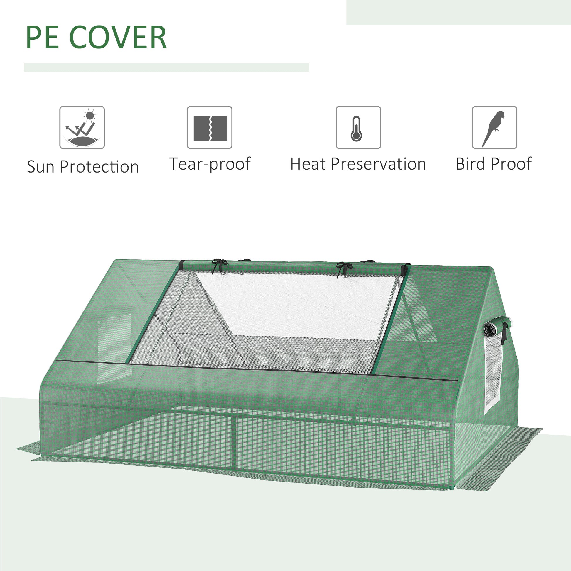 Outsunny 71" X 55" X 32" Mini Tunnel Greenhouse, Garden Planting Shed, Outdoor Flower Planter Warm House With Zipper Windows And Door, Green Green Steel