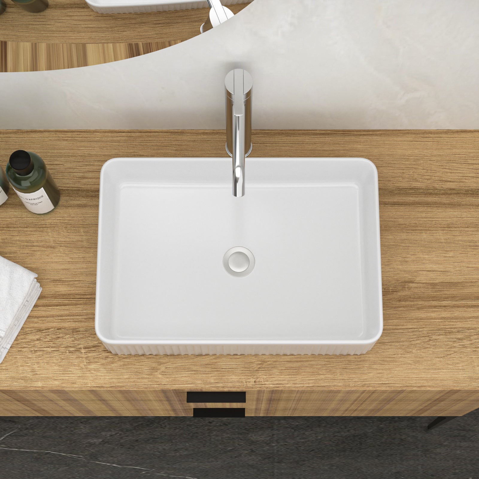 19.63"X13.69" White Ceramic Rectangular Vessel Bathroom Sink White Ceramic