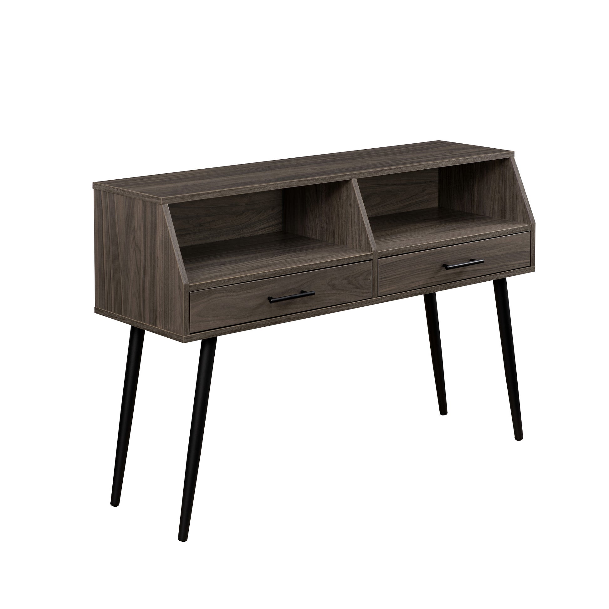 Contemporary 2 Drawer Angled Entry Table Slate Grey Light Gray Mdf Mdf