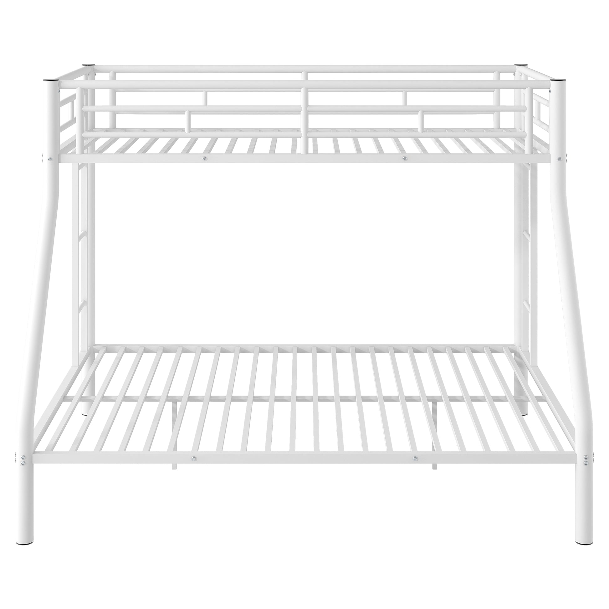Twin Xl Over Queen Metal Bunk Bed With Ladder And Guardrails, White Expected Arrival Time: 9.7 Box Spring Not Required Twin Xl White Metal Metal