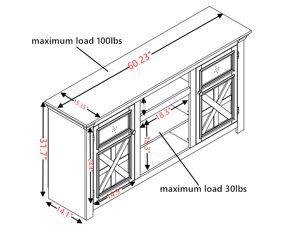 2 Doors Cabinet Farmhouse Cabinet, Farmhouse Tv Stand Barn Design,Modern Farmhouse Tv Media Stand, Large Barn Inspired Home Entertainment Console,White, 60.23"W*15.35"D*31.7"H White 60 69 Inches Mdf