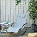 Outsunny Zero Gravity Rocking Chair Outdoor Chaise Lounge Chair Recliner Rocker With Detachable Pillow And Durable Weather Fighting Fabric For Patio, Deck, Pool, Grey Gray Steel