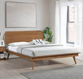 Country Casual Style Queen Platform Bed With Oval Headboard 1Pc Wooden Bedroom Furniture Queen Brown Wood Bedroom Wood