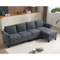 Arrived Convertible Sectional Sofa With Storage,L Shaped Sofa,Four Seater Sofa,Modern Linen Fabric Sectional Couches For Living Room,Gray Gray Polyester Wood Primary Living Space Medium Soft Cushion Back Modern Rolled Arms Wood 4 Seat