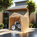 7X12Ft Outdoor Portable Gazebo Storage Shelter Shed With 2 Roll Up Zipper Doors & Vents Carport For Motorcycle Waterproof And Uv Resistant Anti Snow Portable Garage Kit Tent, Sand Sand No Foundation Needed Garden & Outdoor American Design,American