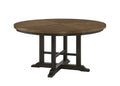 Brown Gray Finish Round Table Top Upholstered Seats Chair Wooden Dining Room Furniture 7Pc Set Solid Wood Wood Wood Grey Brown Gray Seats 4 Wood Dining Room Traditional,Vintage Rectangular Round Dining Table With Chair Wood