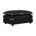 Chenille Two Seater Sofa With 1 Footrest, 2 Seater L Shaped Sectional With Ottoman,Loveseat With Ottoman For Small Living Space, Black Chenille Black Chenille 2 Seat