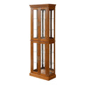 Curio Cabinet Lighted Curio Diapaly Cabinet With Adjustable Shelves And Mirrored Back Panel, Tempered Glass Doors Oak, 6 Tier , E26 Light Bulb Not Included Oak Mdf