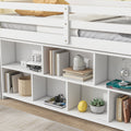 Twin House Loft Bed With Roof Frame, Under Bed Shelving Storage Unit, Guardrails, Ladder,White Twin White Bedroom American Design Pine Pine