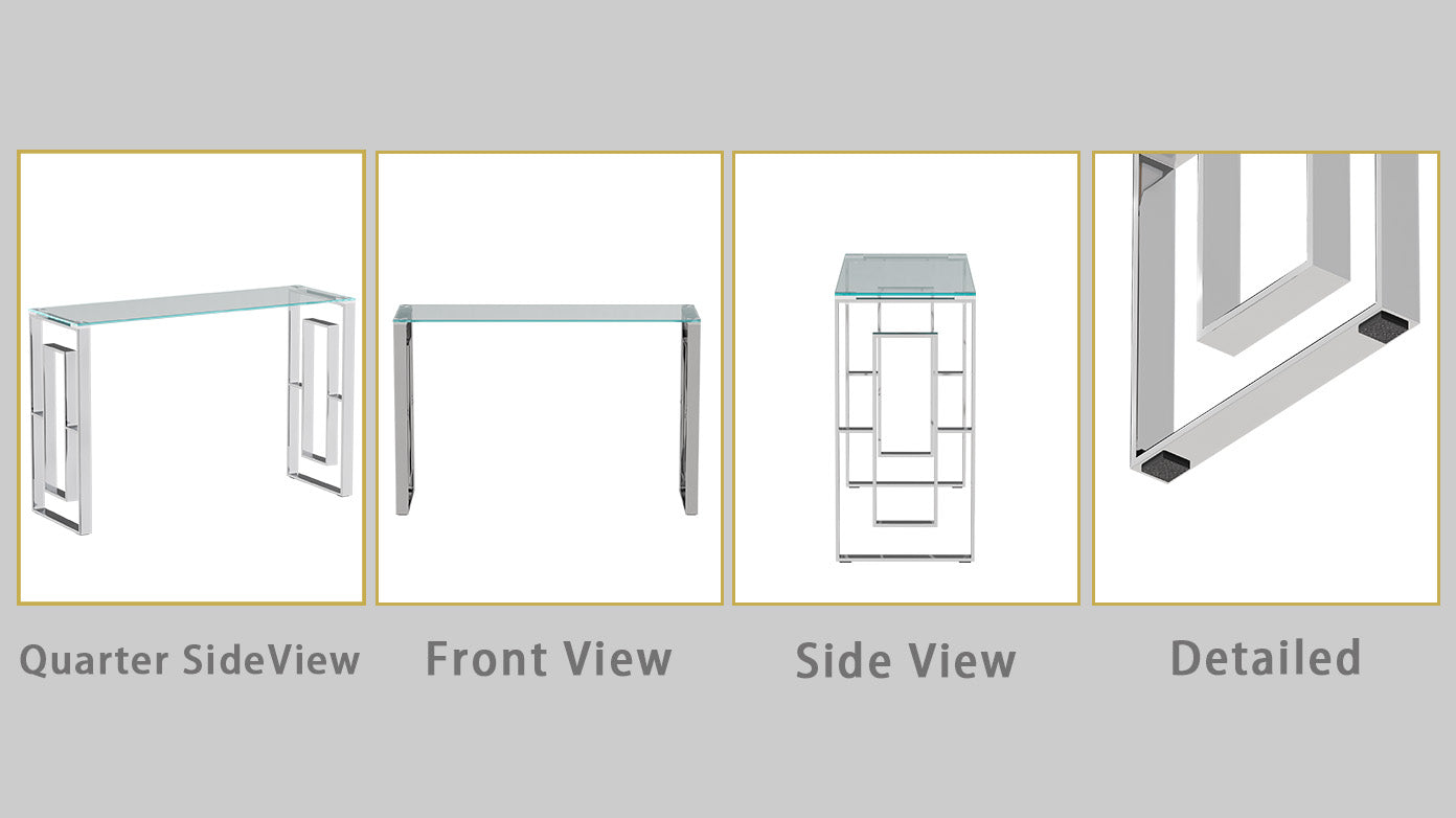 Console Table Stainless Steel Glass,Meal Side Table Silvery Clear Bs 02 S Silver,Transparent Primary Living Space Modern Stainless Steel