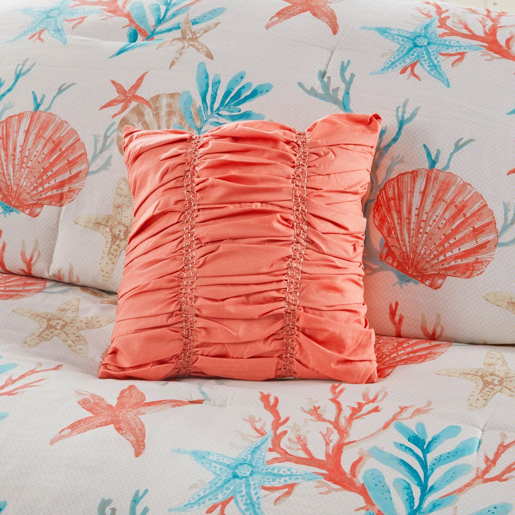 7 Piece Cotton Sateen Comforter Set Coral Queen Queen Coral Cotton