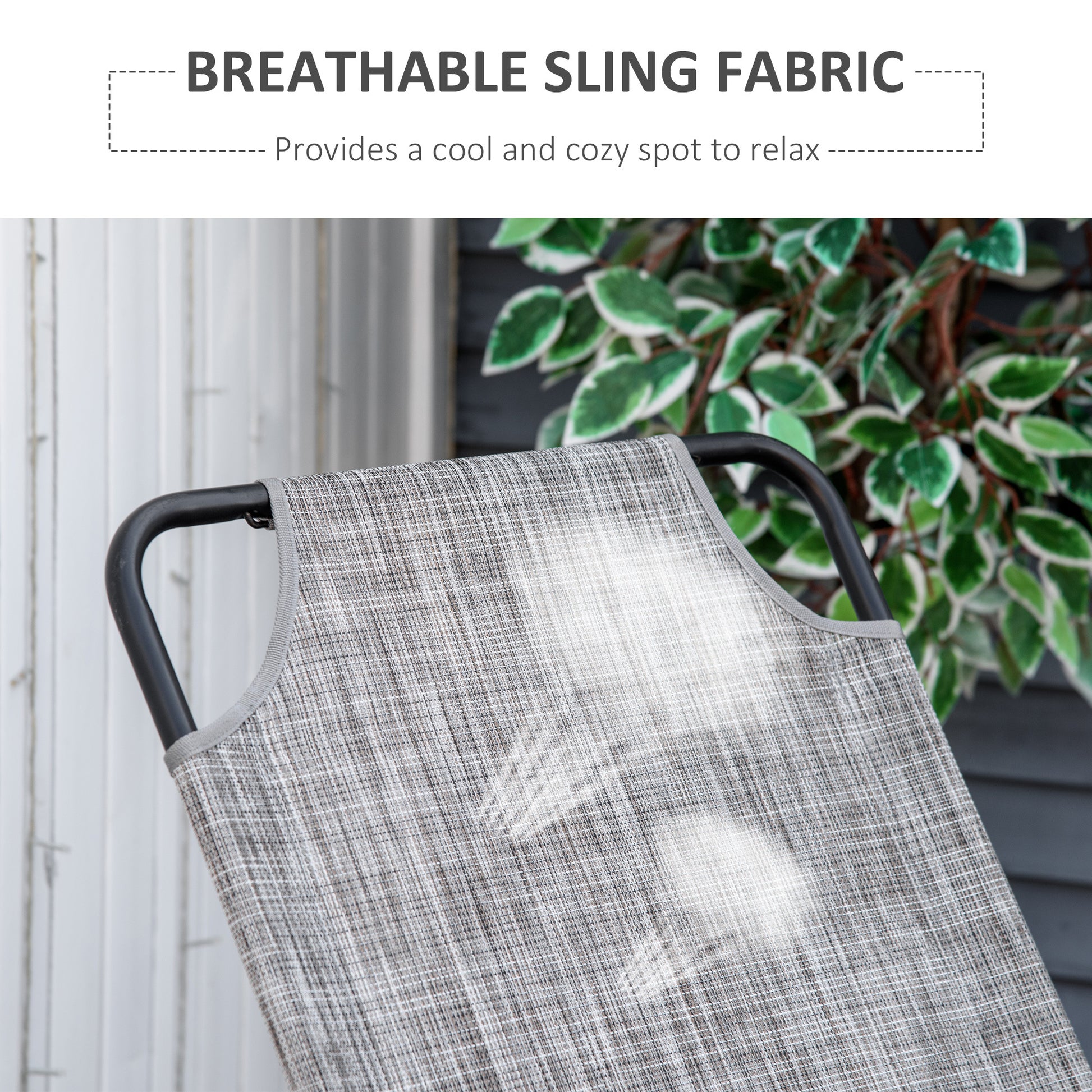 Outsunny Garden Rocking Chair, Outdoor Indoor Sling Fabric Rocker For Patio, Balcony, Porch, Grey Gray Steel