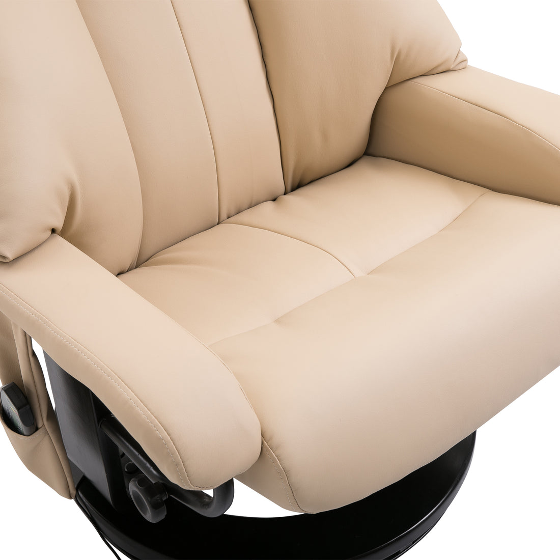 Homcom Massage Recliner Chair With Ottoman, 360 Swivel Recliner And Footstool, 10 Point Vibration, Pu Leather Reclining Chair With Side Pocket And Remote Control, Beige Beige Wood