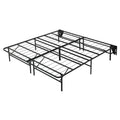 Black Metal Platform Foldable Bed Frame Eastern King Size, Toolless High Profile Design King Black Metal Bedroom Bed Frame Metal