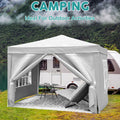 10'X10' Folding Canopy With 4 Removable Sidewalls Outdoor Event Shelter Upf 50 Gazebo Portable Tents For Parties Beach Camping Wedding Ez Pop Up Canopy 4Pcs Weight Bag Carry Bag White Metal