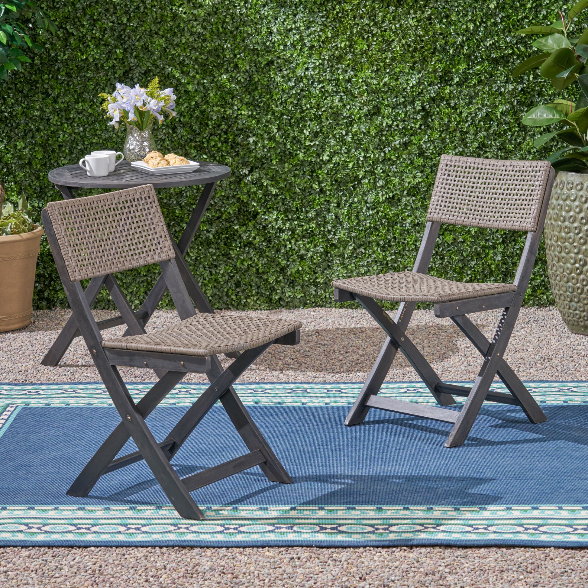 Hillside Bistro Chair,Set Of 2 Grey Brown Wood