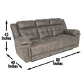 Anastasia Recliner Sofa Gray Gray Fabric 3 Seat