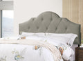 Majestic Arch 1Pc Queen Size Bed Adjustable Hb Grey Polyfiber Tufted Upholstered Wooden Bedframe Bedroom Furniture Box Spring Not Required Queen Gray Espresso Wood Bedroom