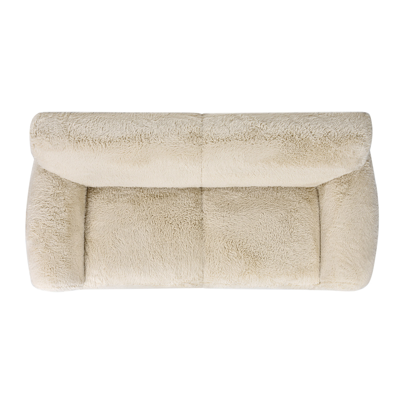 Summit 83" Faux Sheepskin Overstuffed Sofa, Cream Beige Faux Fur Cream Foam Faux Fur 3 Seat