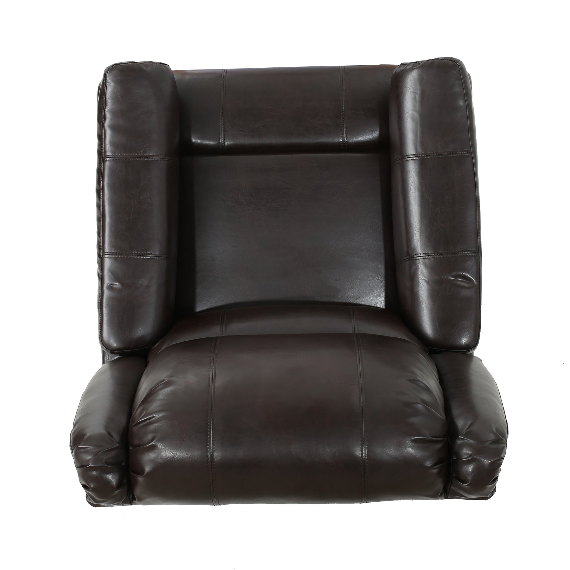 Brown Pu Glider Recliner With Swivel, Manual Reclining Chair Brown Pu