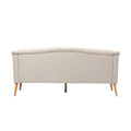 Comfy 3 Seat Sofa With Wooden Legs, Pu, For Living Room And Study Beige Fabric 3 Seat