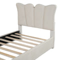 Twin Size Upholstered Platform Bed Velvet Upholstered Bed, Beige Twin Beige Velvet