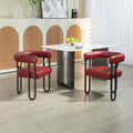 Coolmore Contemporary Designed Pu Fabric Upholstered Accent Dining Chair Barrel Side Chairs Kitchen Armchair For Living Room Set Of 2 Wine Red Pu Wine Red Foam Pu Leather