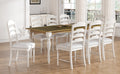 Vintage Traditional 9 Piece 82.7Inch Extendable Dining Table Set With 23.6Inch Removable Leaf And 8 Upholstered Dining Chairs For 8, Brown Cream Wood Dining Room Distressed Finish Rubberwood Rectangular Dining Table With Bench Wood Wood Cream Brown Seats