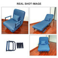 Folding Sofa Chair Blue Fabric Metal