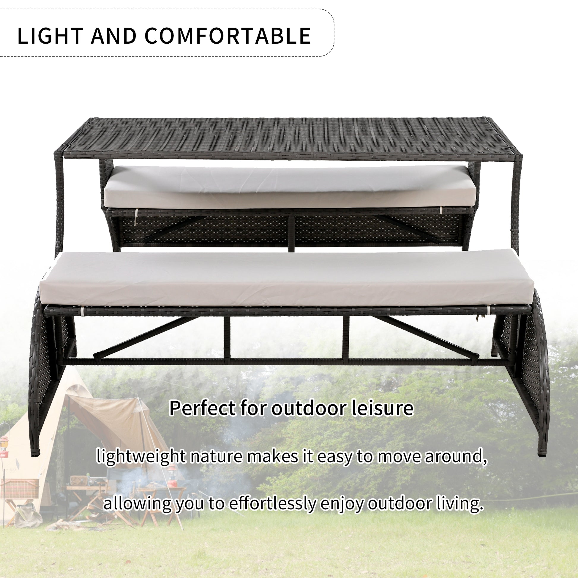 Versatile Outdoor Seat That Converts To Four Seats And A Table, Suitable For Gardens And Lawns Beige Hdpe