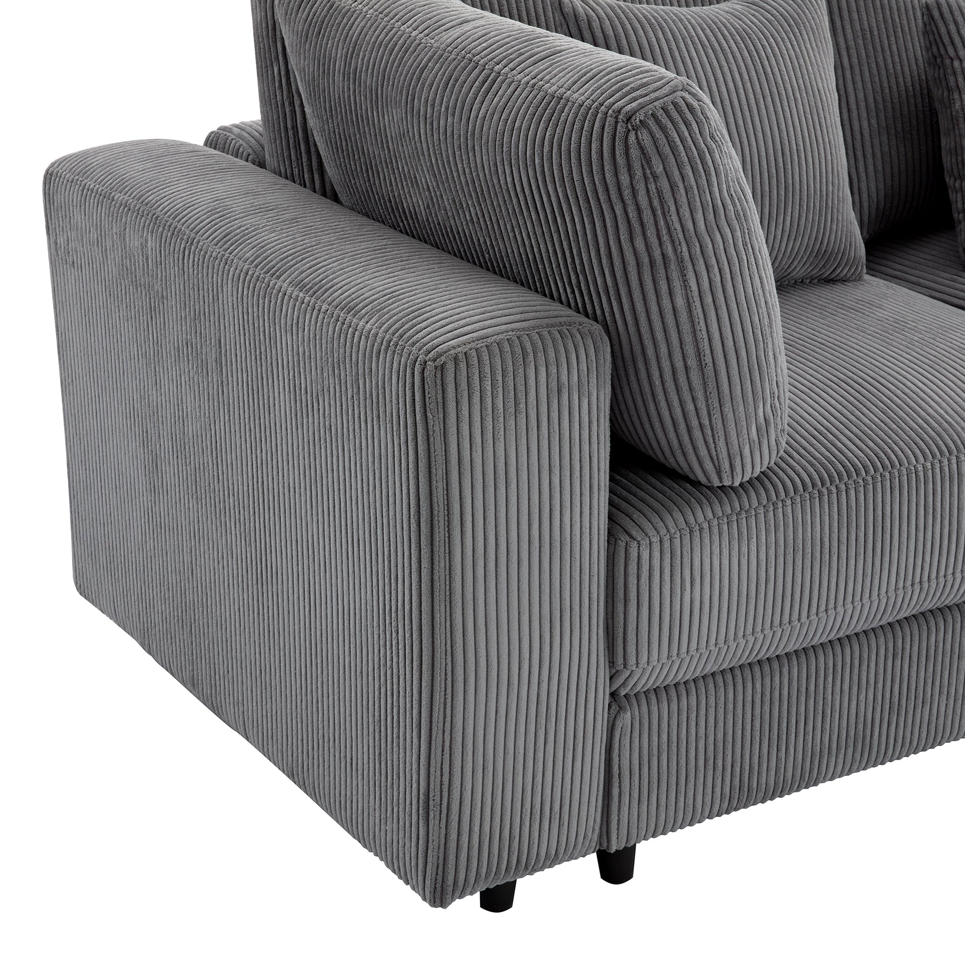 105'' 3 Seater Sofa With Removable Back Cushions And 5 Pillowsfor Living Room, Apartment, Spacious Space Gray Polyester 3 Seat