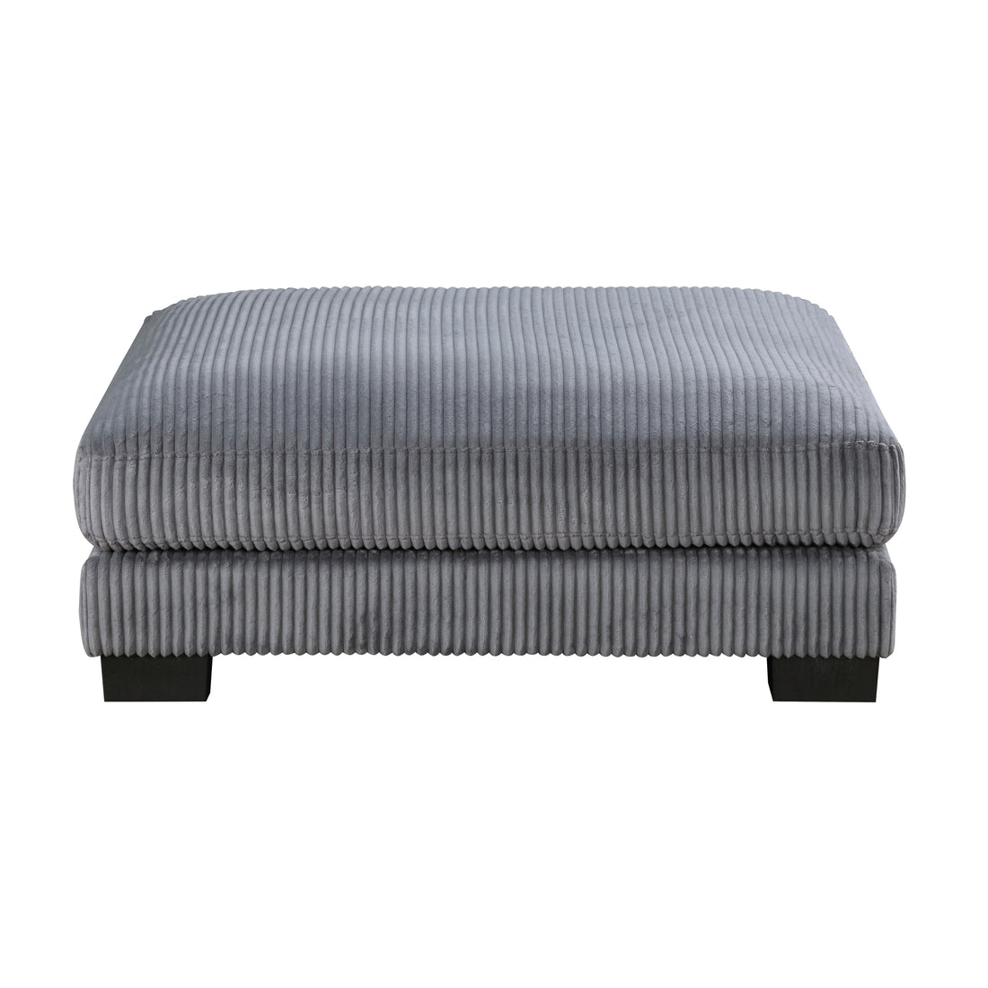 1Pc Modern Living Room Ottoman Plush Gray Corduroy Fabric Upholstery Plywood Frame Furniture Modular Piece Gray Wood Primary Living Space Modern Plywood