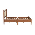 Full Size Wooden Platform Bed With Natural Rattan Headboard, Vintage Bed Frame With Wooden Slat Support, Walnut Expected Arrival Time: 08.23 Box Spring Not Required Full Walnut Wood