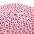 Knited Pouf Pink Cotton