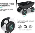 Garden Dump Cart With Steel Frame, Heavy Duty Outdoor Wagon With 10 Inch Pneumatic Rubber Tires, 660Lbs Max Capacity, Black Black Polypropylene