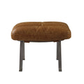 Toffee Tufted Ottoman Brown Genuine Leather Metal Primary Living Space Backless Solid Brown Rectangle Armless Genuine Leather