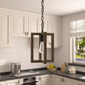 1 Light Steel Lantern Dimmable Farmhouse Pendant Ul Certified Walnut Ceiling Lights Steel Metal