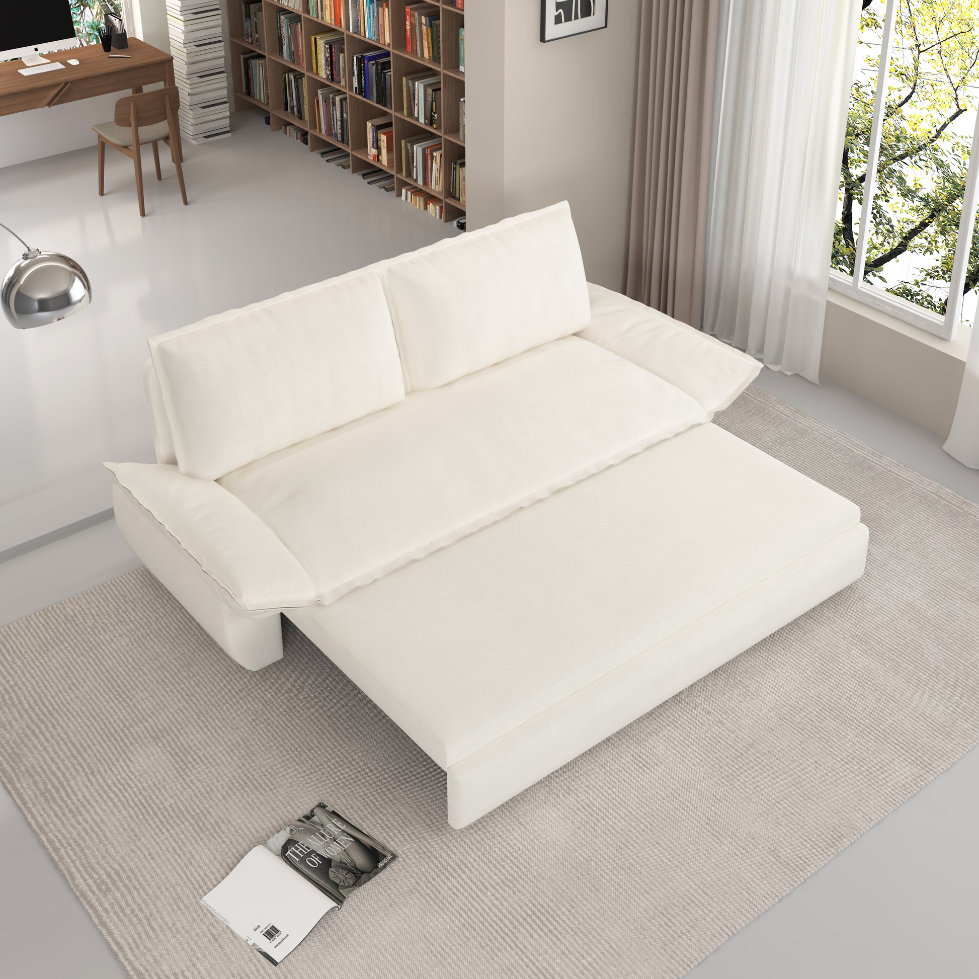 70.1" Queen Pull Out Sofa Bed, 3 In 1 Convertible Sleeper Sofa,Multi Functional Velvet Loveseat Bed,Beige Old Sku:W1885134131 W1885P154640 Beige Velvet 2 Seat