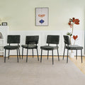 Modern Grey Simple Velvet Dining Chair Fabric Upholstered Chair Family Bedroom Stool Back Dressing, Black Round Table Set, Chair Black Metal Legs Set Of 5 Black Mdf