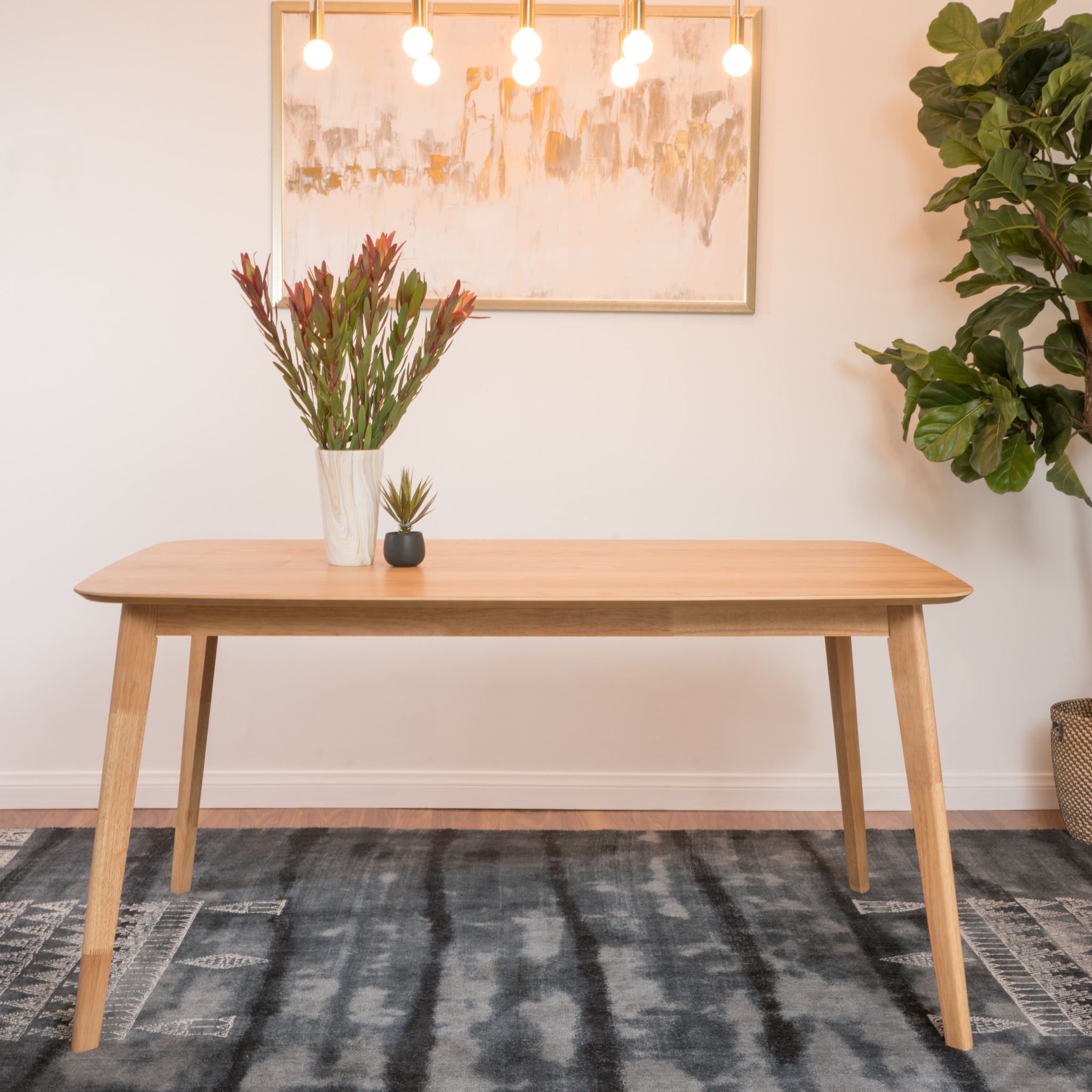 Dining Table Walnut Solid Wood Mdf