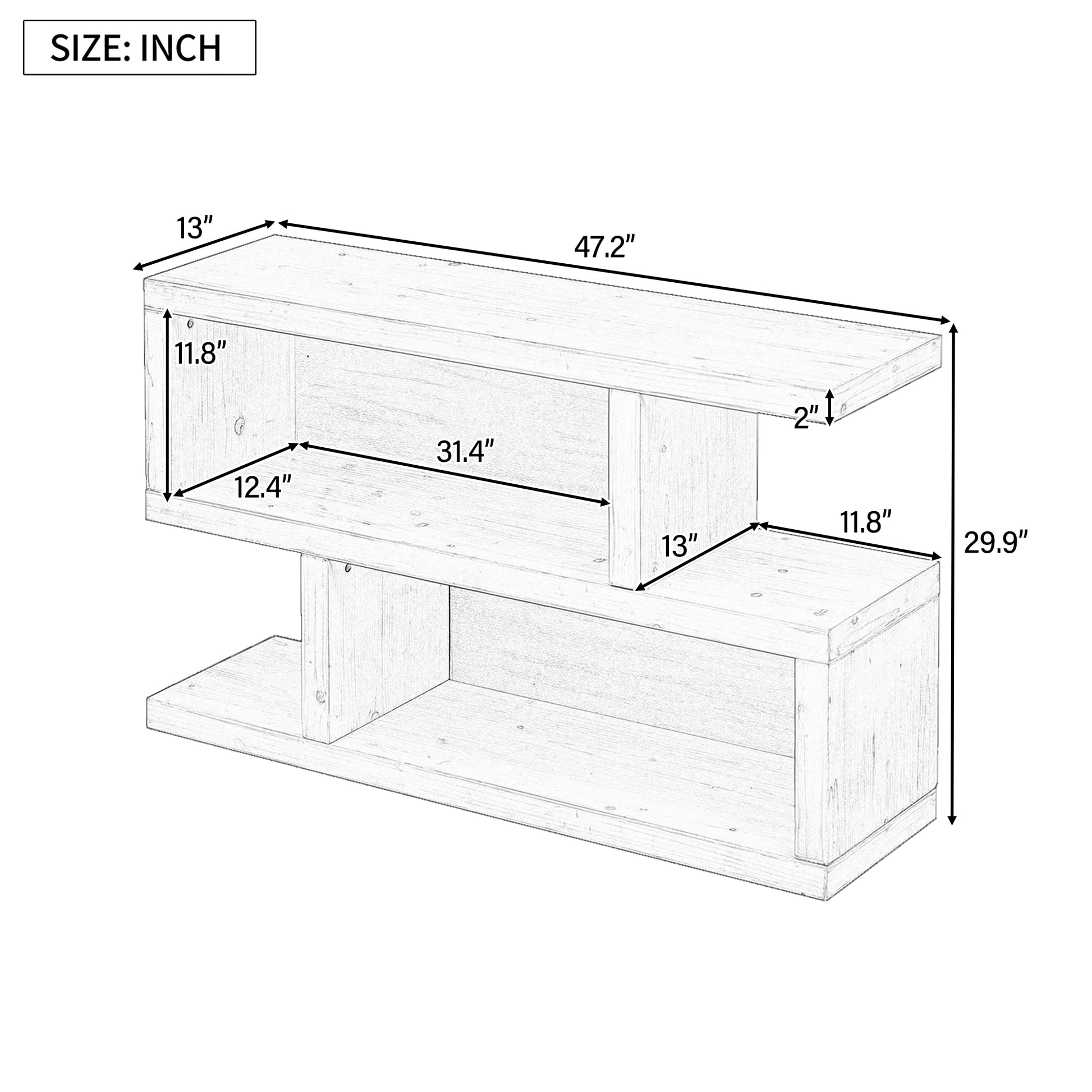 Retro Console Table With Symmetrical 2 Tier Open Shelf For Entryway And Living Room Black Black Mdf