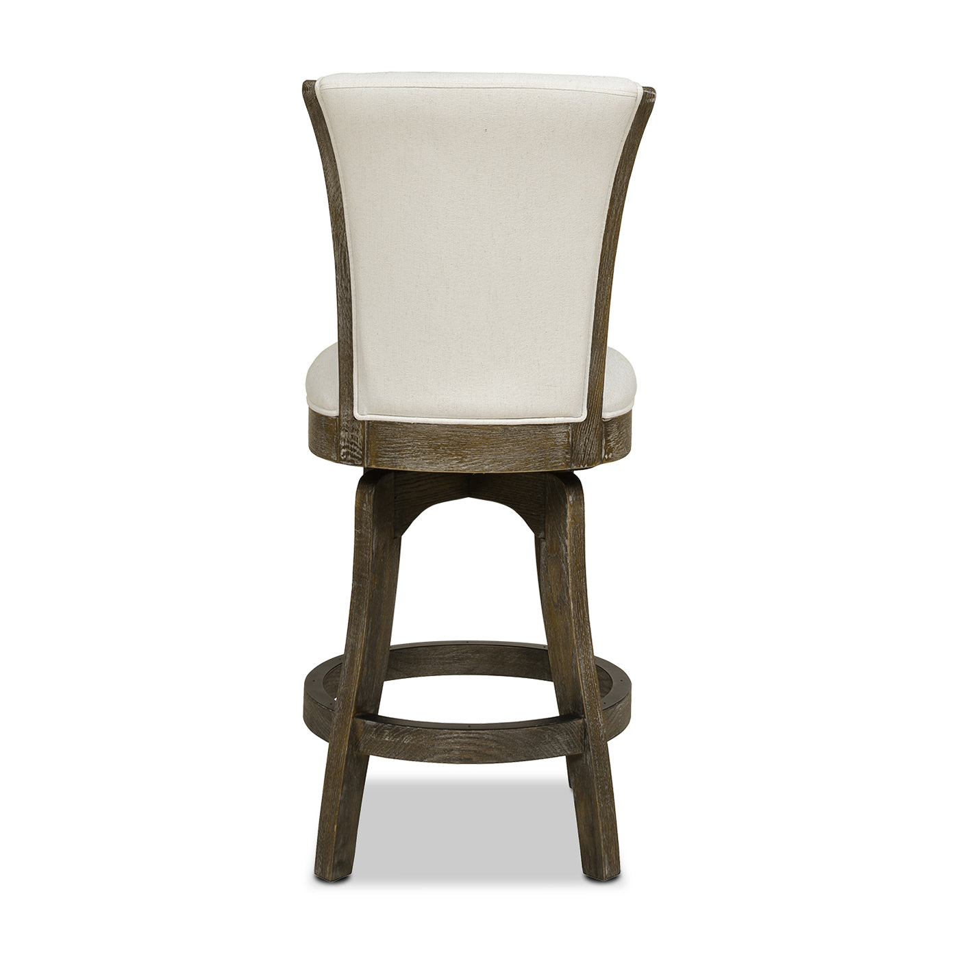 Henry 27 Armless Swivel Counter Height Bar Stool, Natural White Linen White Foam Linen