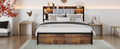King Size Bed Frame With 2 Storage Drawers And Led Lights Headboard, Upholstered King Bed Frame With Charging Station, No Box Spring Needed, Easy Assembly Box Spring Not Required King Dark Brown Metal Bedroom Modern Bed Frame Velvet Mdf Metal
