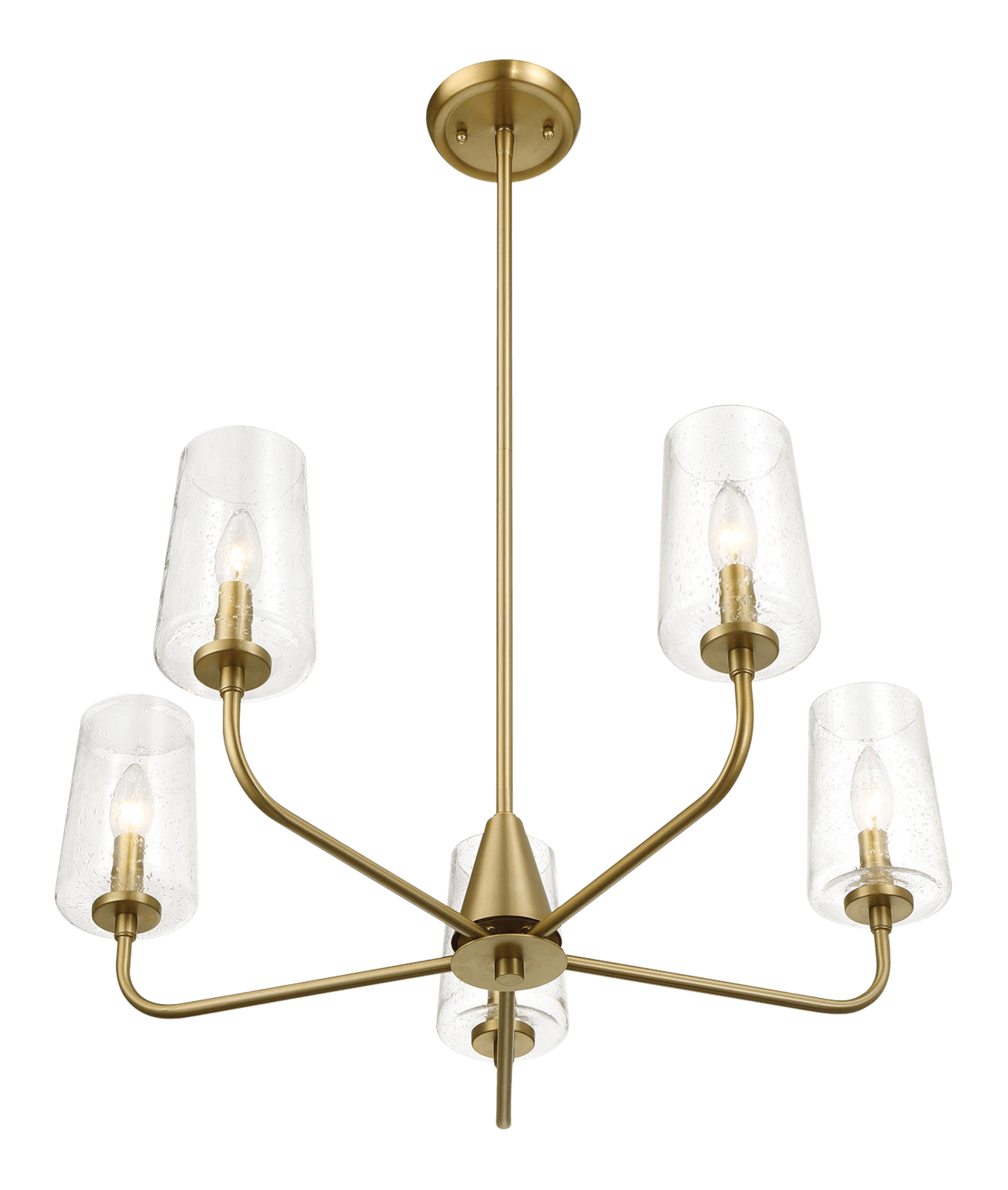 Dazzle Five Lights Chandelier With Clear Seeded Glass Satin Brass Clear,Gold Ceiling Lights Brass,Glass